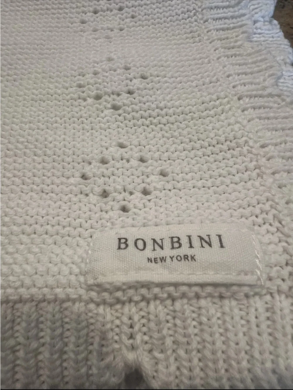 Bambini Knitted Baby Blanket In White Smoke Free Pet Free Nursery Baby Shower